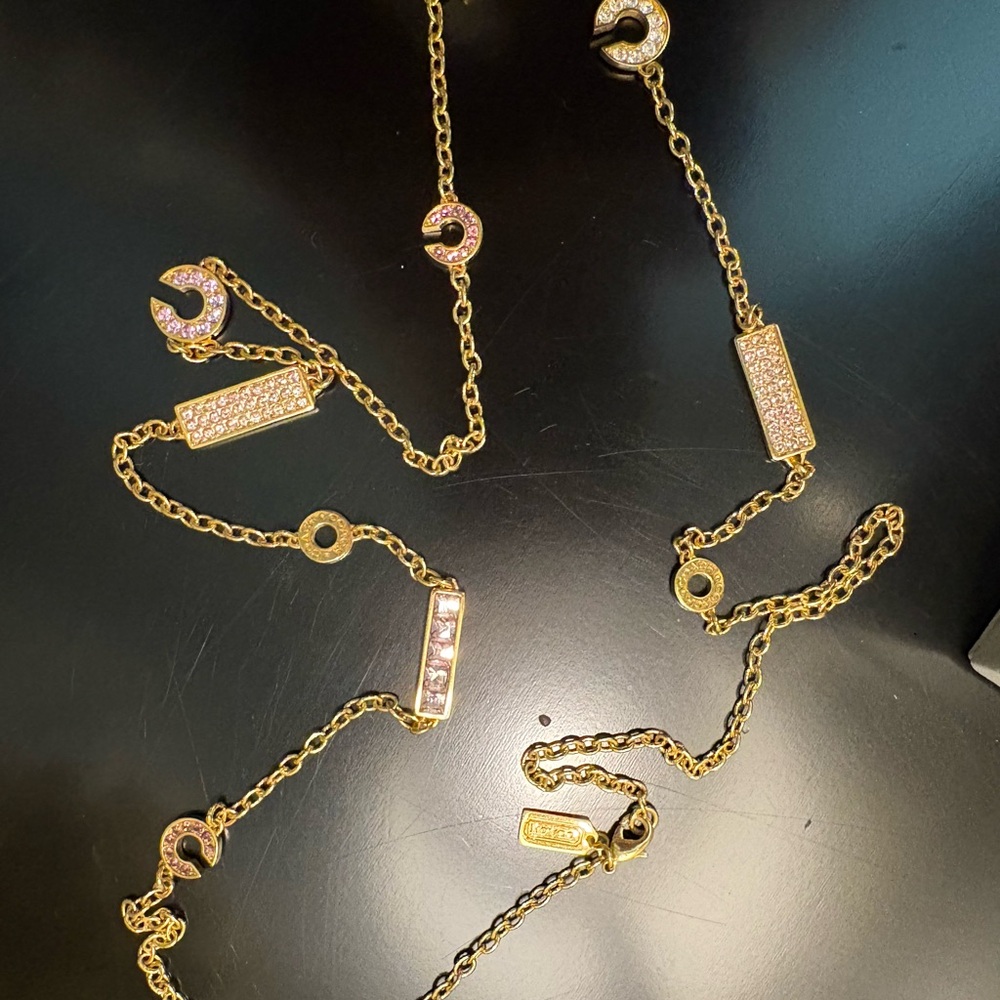 Gold and Pink Chain Necklace - Picture 13 of 14